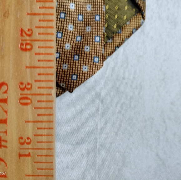 Stonehenge Silk Necktie Gold/Brown Geometric Pattern Men's Tie - Picture 6 of 11